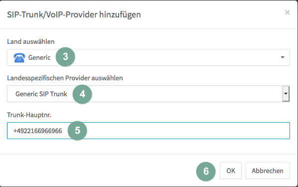 SIP-Trubk/voIP-Provider hinzufügen