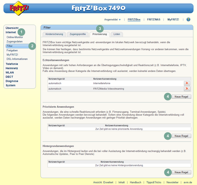 FritzBox Quality of Service 2