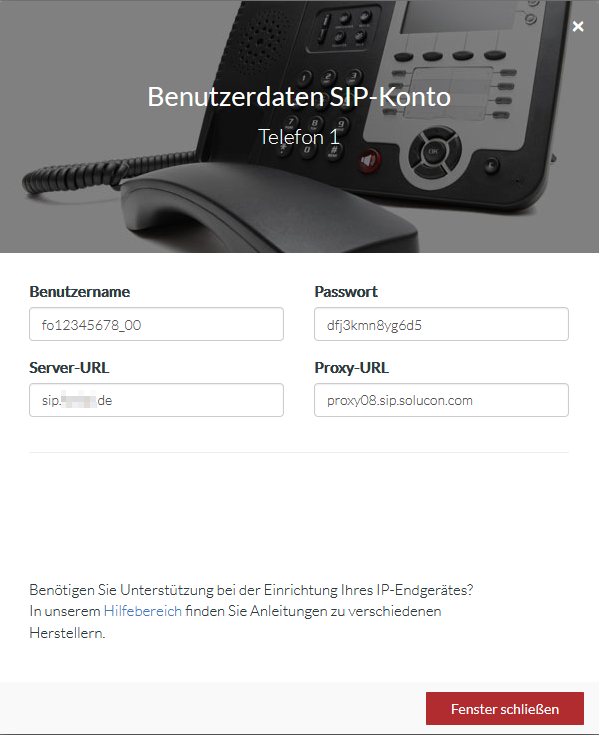 SIP-Benutzerdaten aufrufen