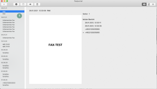 Faxempfang Faxjournal